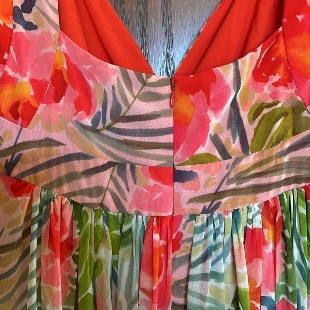 Badgley Mischka Green Floral maxi dress size 0-2 15” PTP - Picture 10 of 10